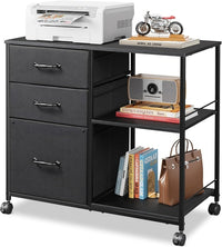 3 Drawer Mobile File Cabinet With Rolling Printer Stand And Open