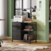 3 Drawer Mobile File Cabinet With Rolling Printer Stand And Open